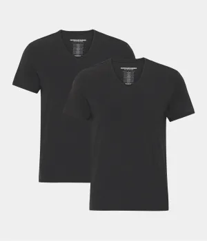 Black slim fit v-neck bamboo T-shirts - 2 pack