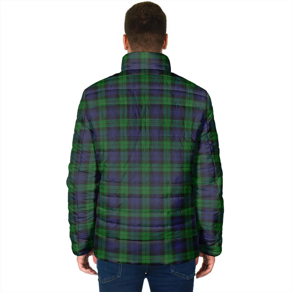 Black Watch Tartan Padded Jacket with Family Crest