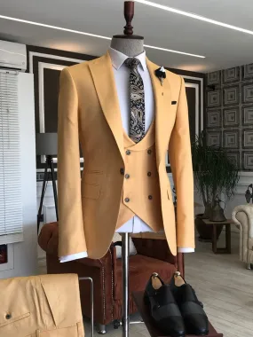 Bojoni Yellow Slim-Fit Suit 3-Piece