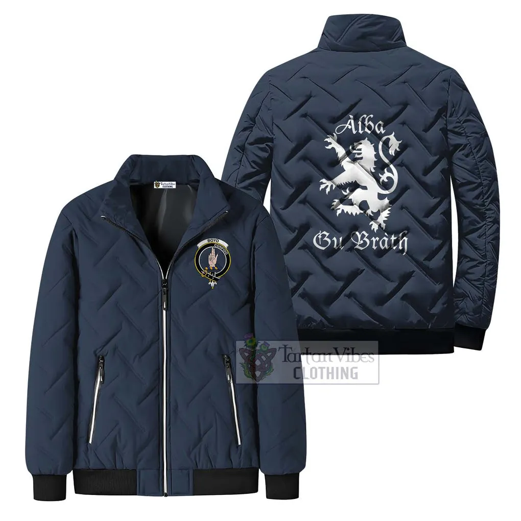 Boyd Family Crest Padded Cotton Jacket Lion Rampant Alba Gu Brath Style