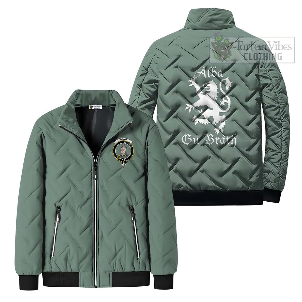 Boyd Family Crest Padded Cotton Jacket Lion Rampant Alba Gu Brath Style