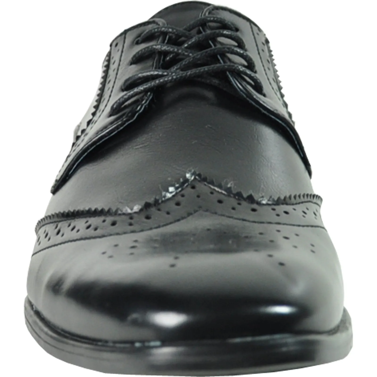 BRAVO Men Dress Shoe KING-2 Wingtip Oxford Shoe Black