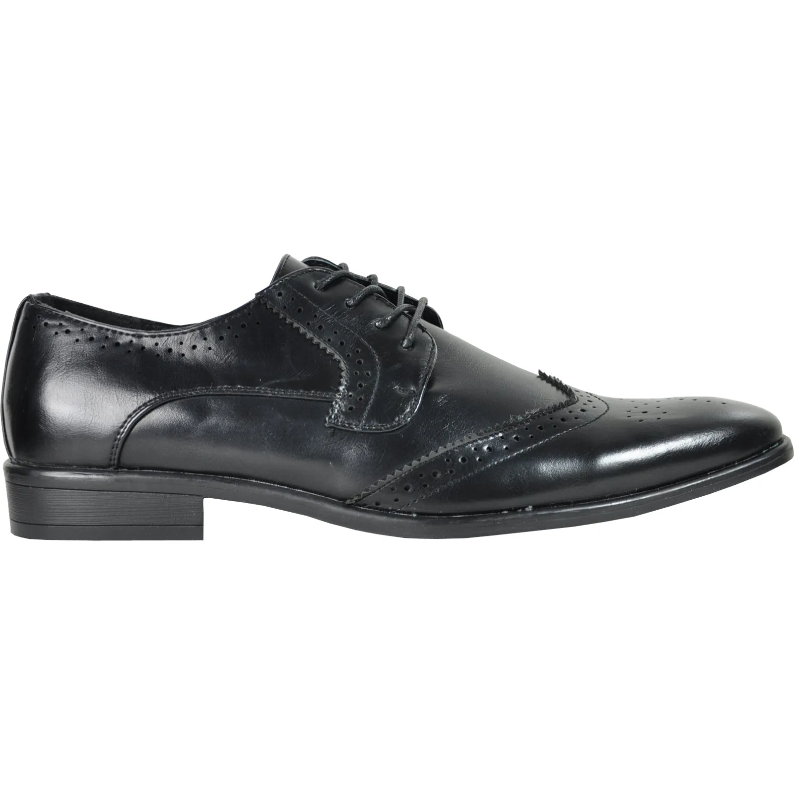 BRAVO Men Dress Shoe KING-2 Wingtip Oxford Shoe Black