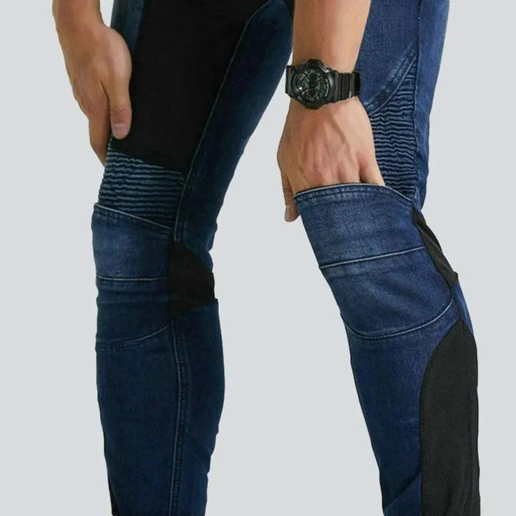 Breathable mesh men's biker jeans