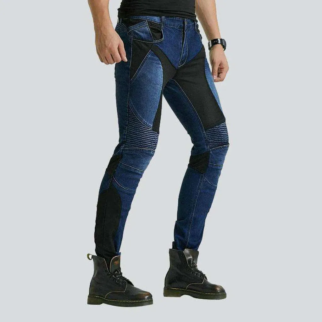 Breathable mesh men's biker jeans