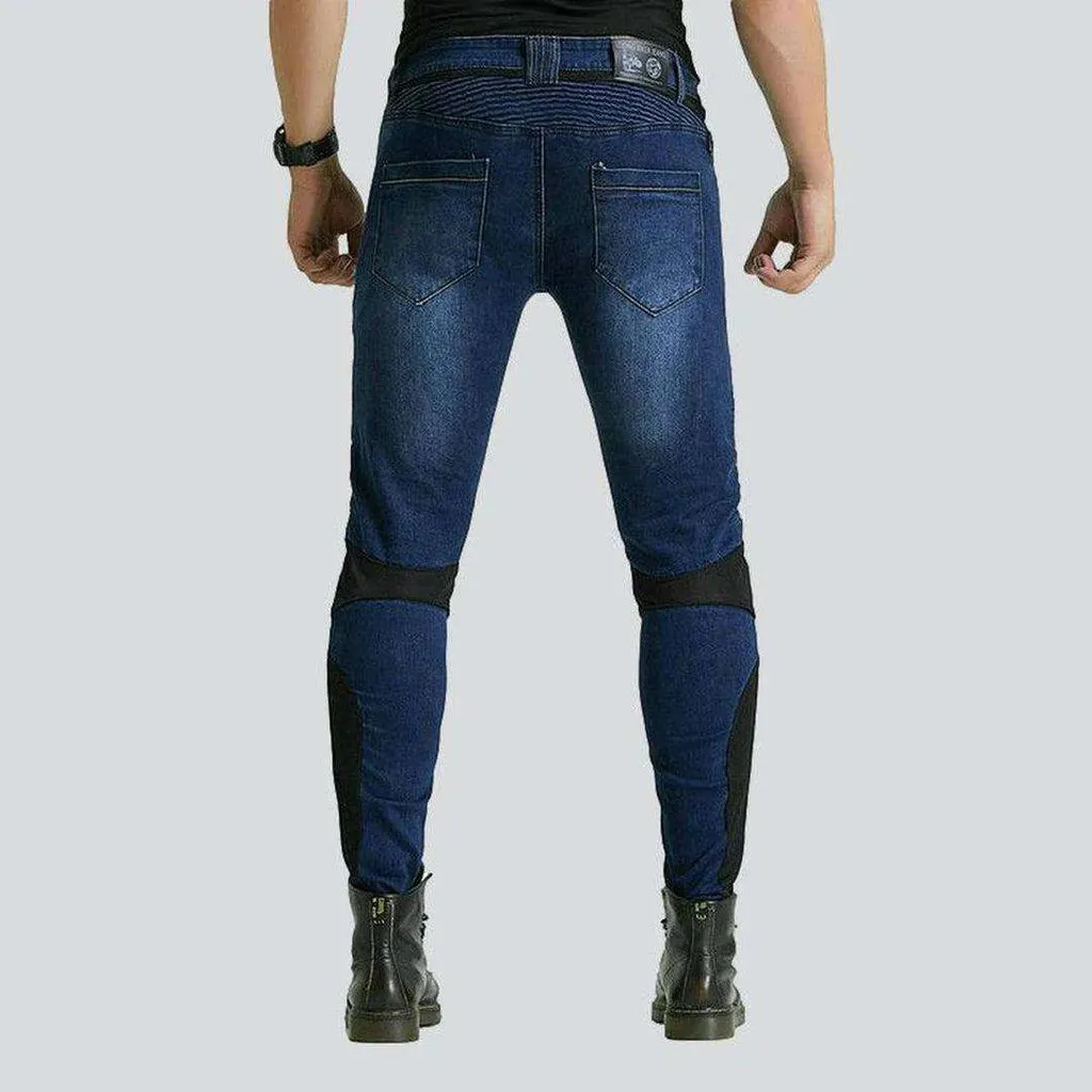 Breathable mesh men's biker jeans