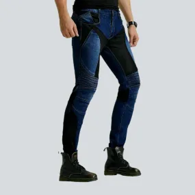 Breathable mesh men's moto jeans