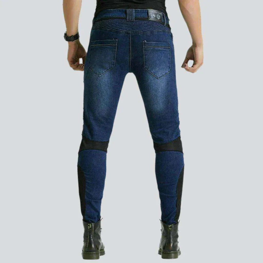 Breathable mesh men's moto jeans