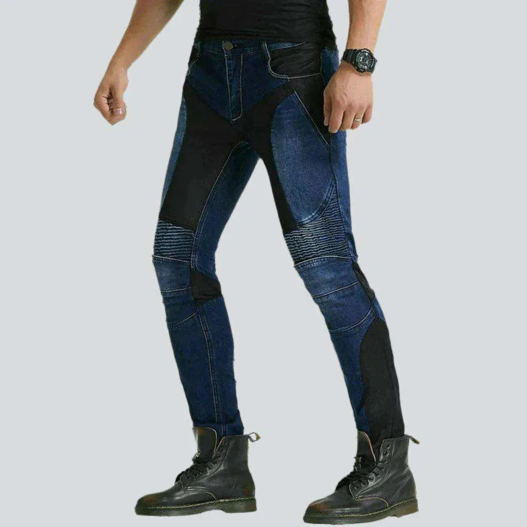 Breathable mesh men's moto jeans