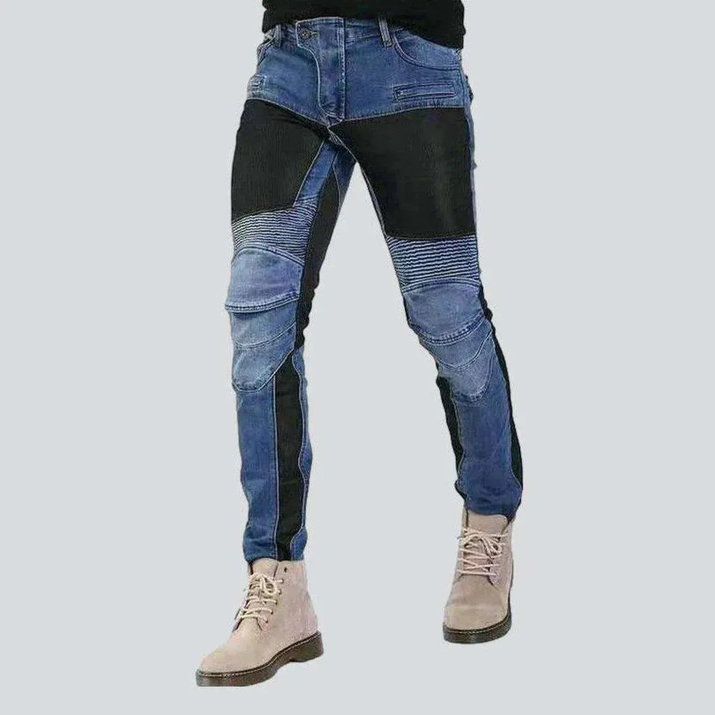 Breathable summer men's biker jeans