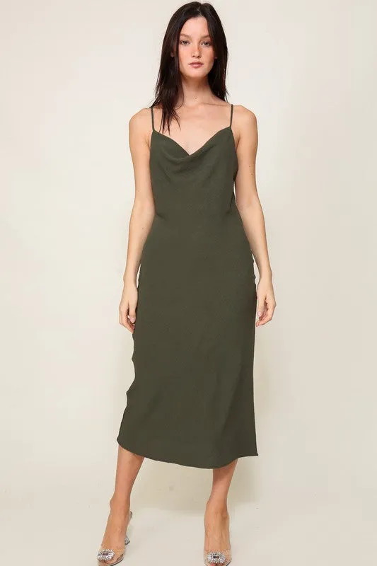 Brooklyn Airflow Cowl Neck Midi Dress