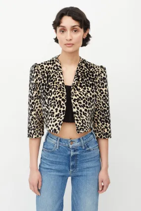 Brown & Black Print Cropped Jacket