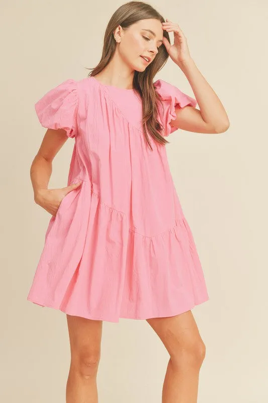 Bubblegum Pink Babydoll Mini Dress