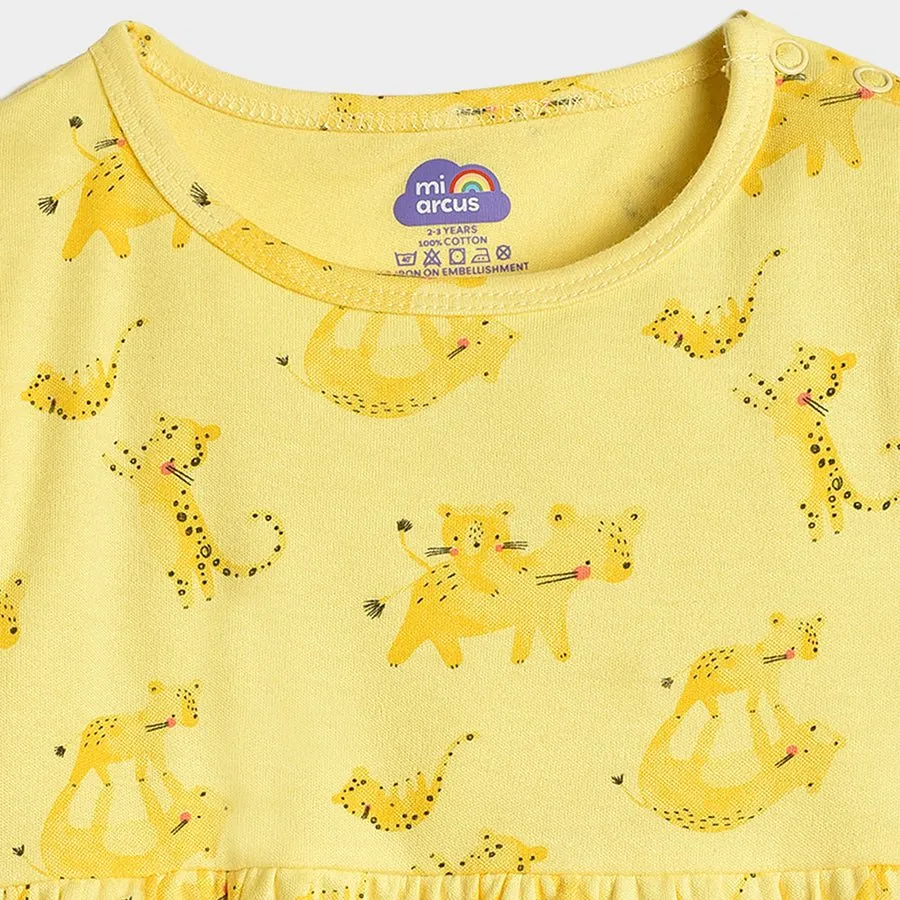 Buddy Poppy Printed Dress Yellow with Bloomer