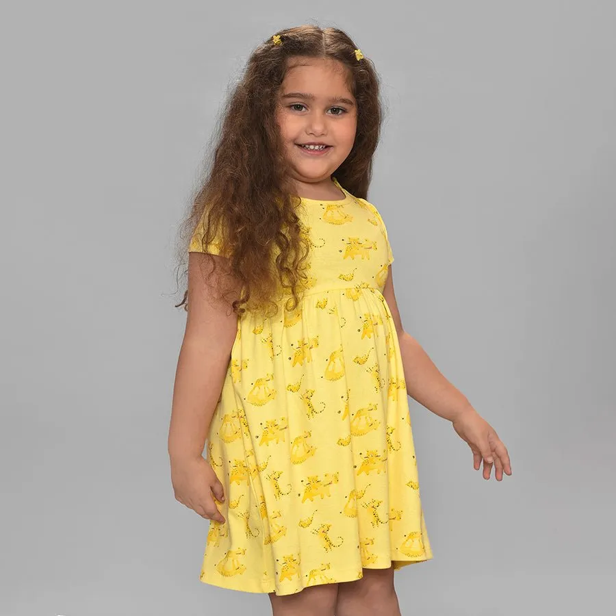 Buddy Poppy Printed Dress Yellow with Bloomer