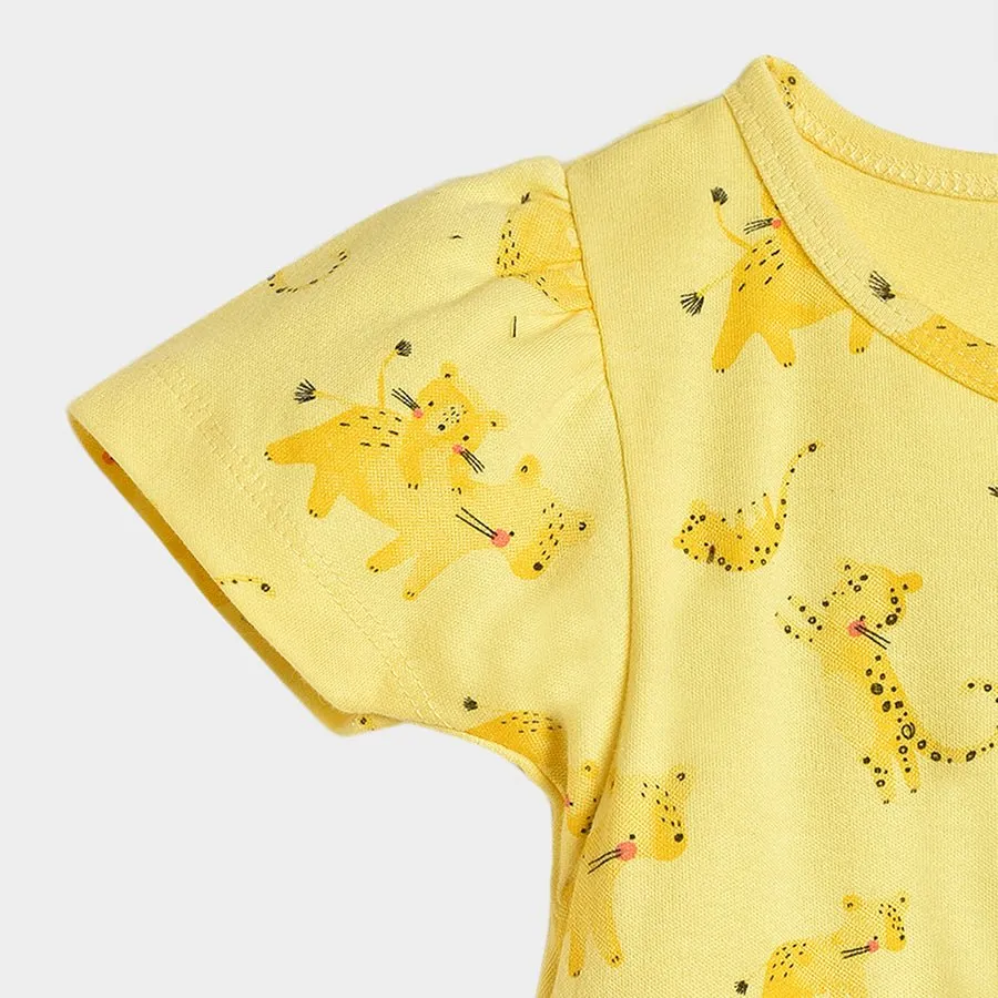 Buddy Poppy Printed Dress Yellow with Bloomer