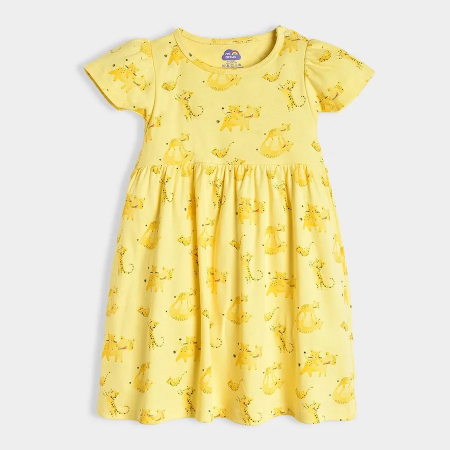 Buddy Poppy Printed Dress Yellow with Bloomer