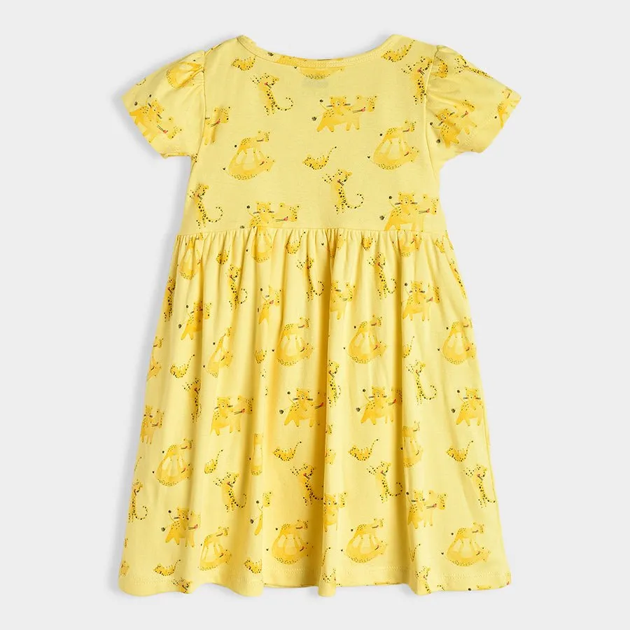 Buddy Poppy Printed Dress Yellow with Bloomer