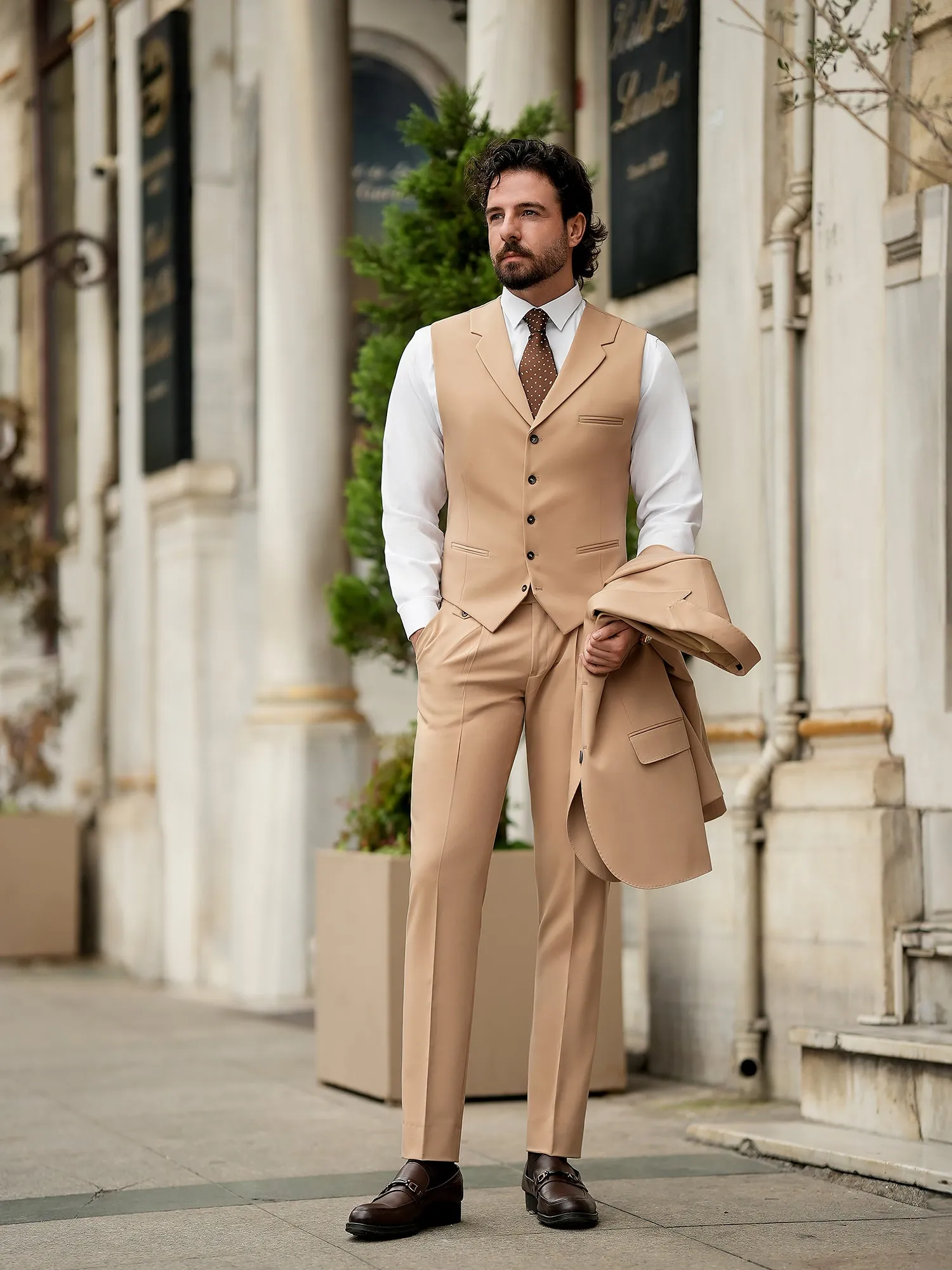 Camel Slim-Fit Suit 3-Piece