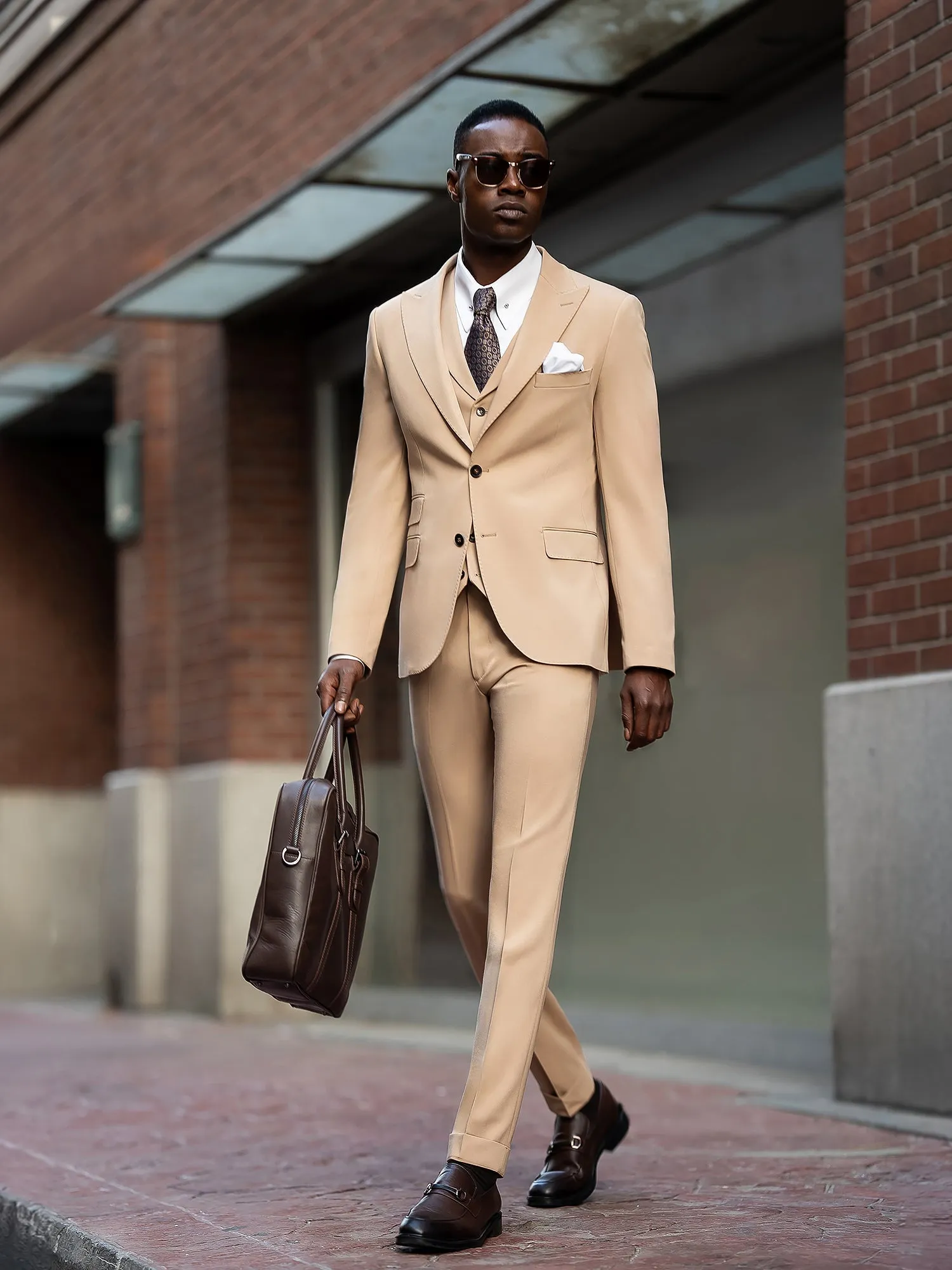 Camel Slim-Fit Suit 3-Piece