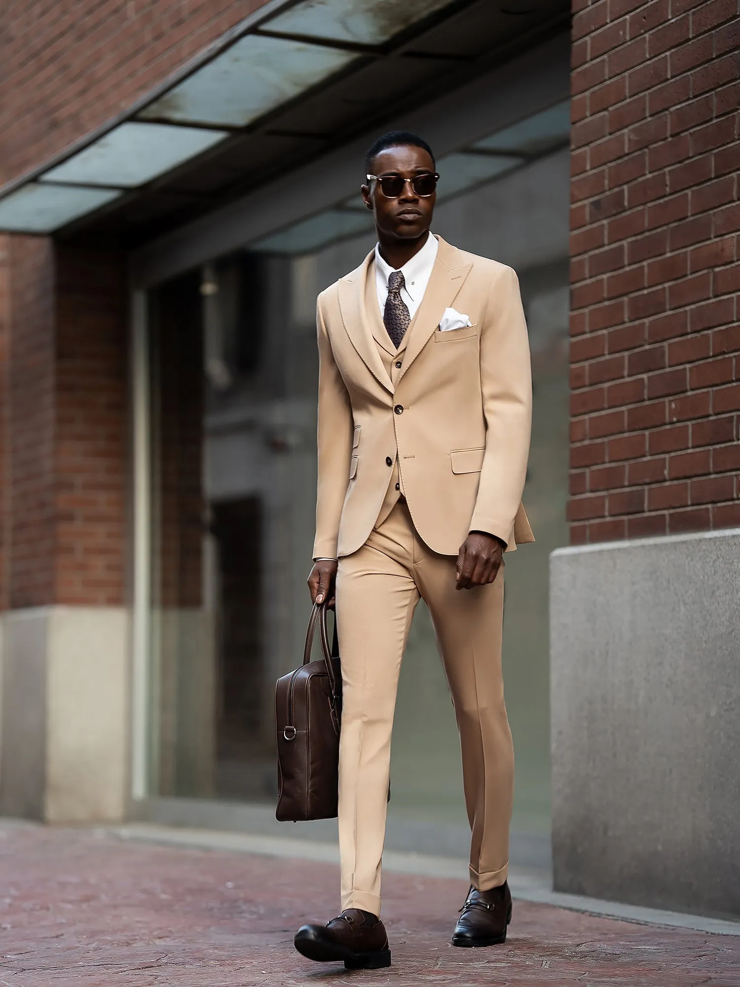 Camel Slim-Fit Suit 3-Piece