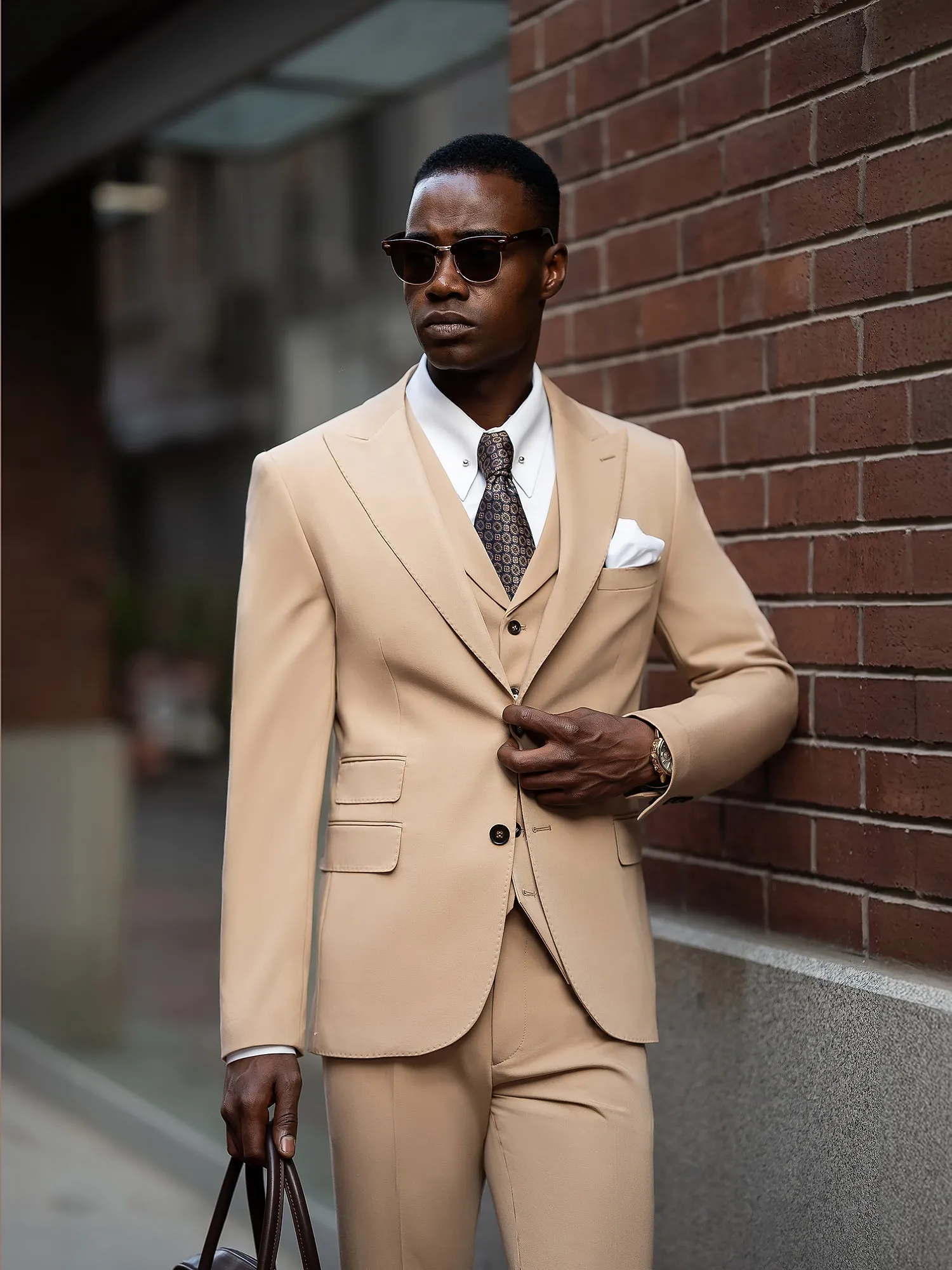 Camel Slim-Fit Suit 3-Piece