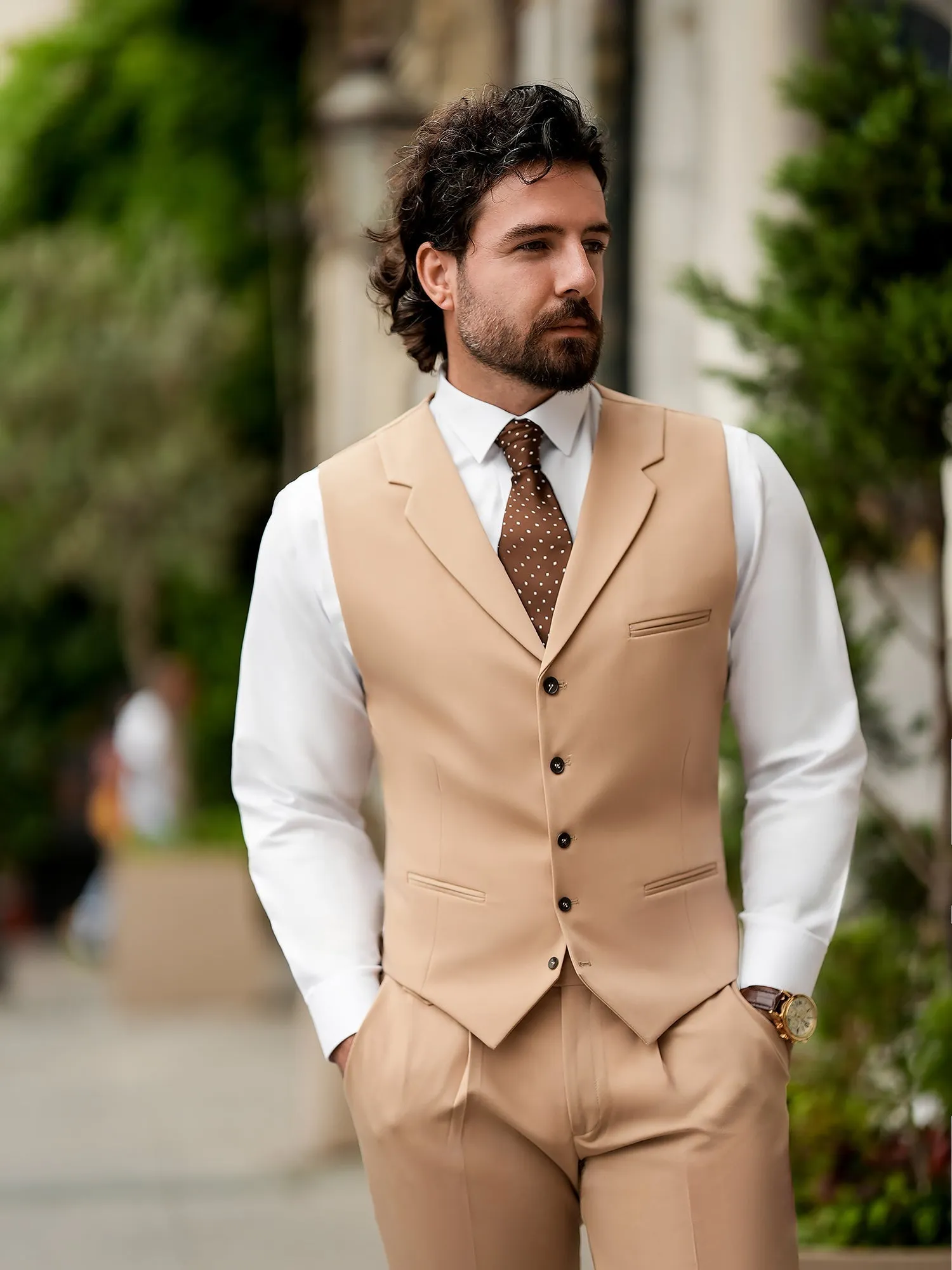 Camel Slim-Fit Suit 3-Piece