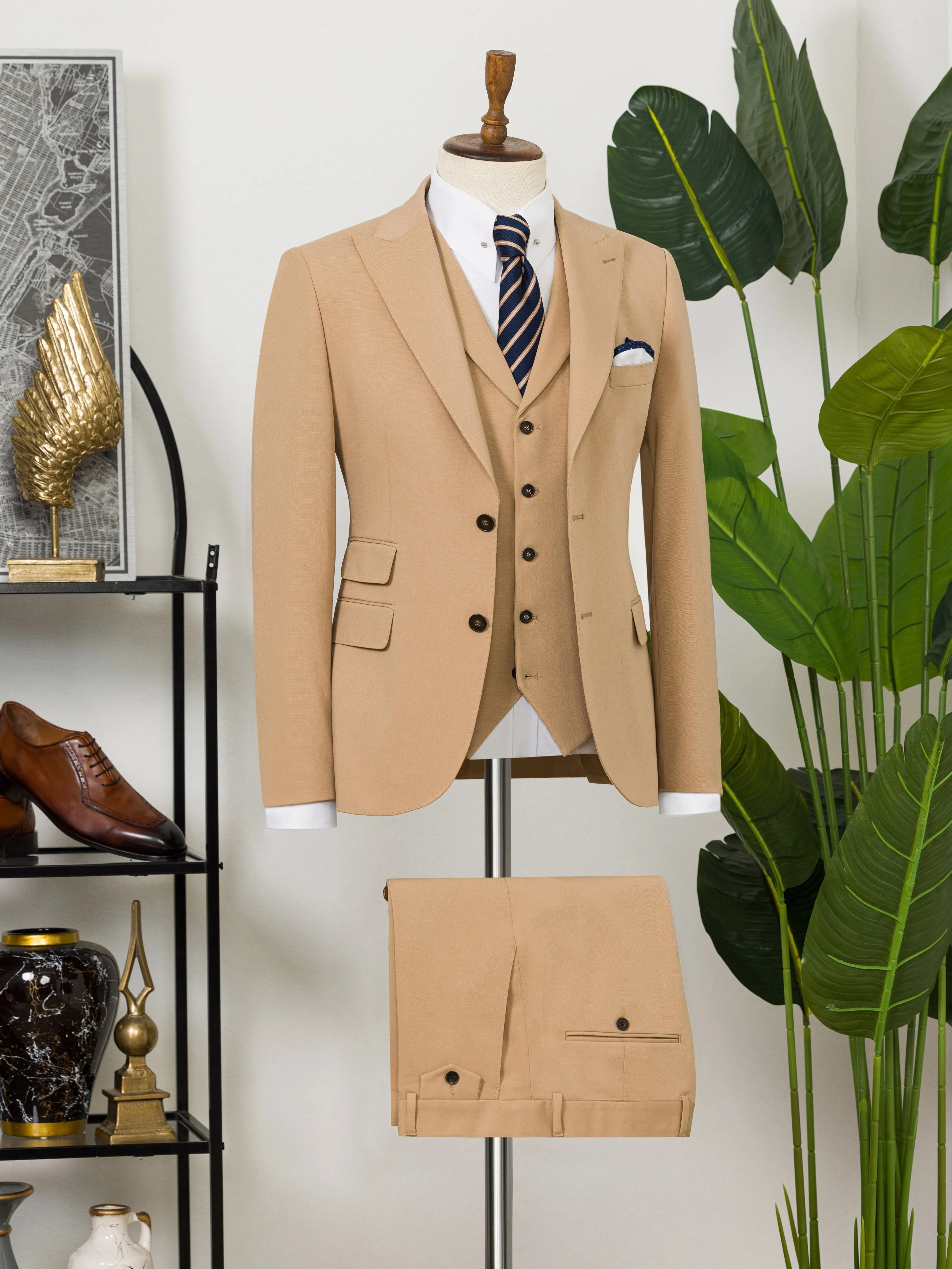 Camel Slim-Fit Suit 3-Piece