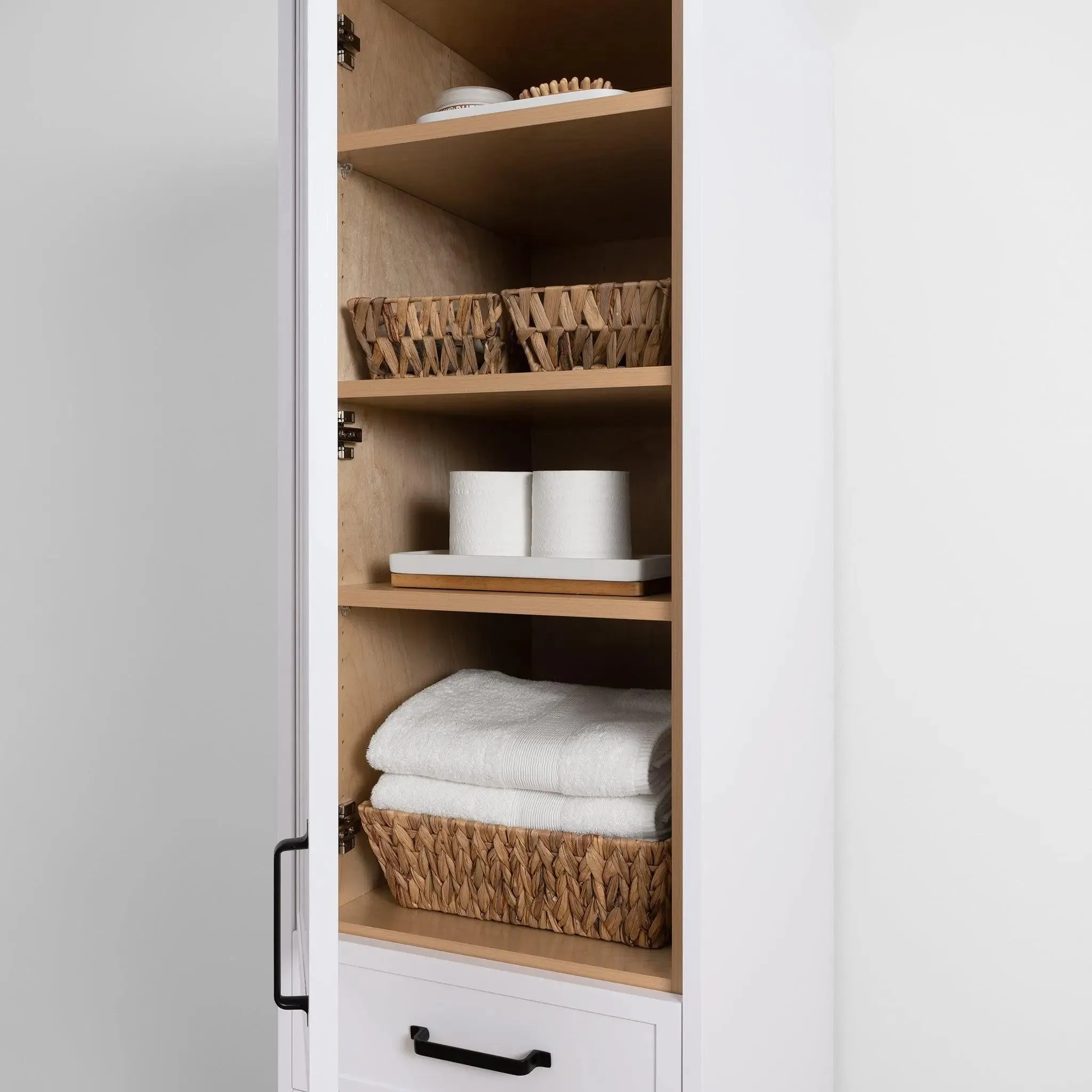 Cape Breton Satin White Linen Cabinet