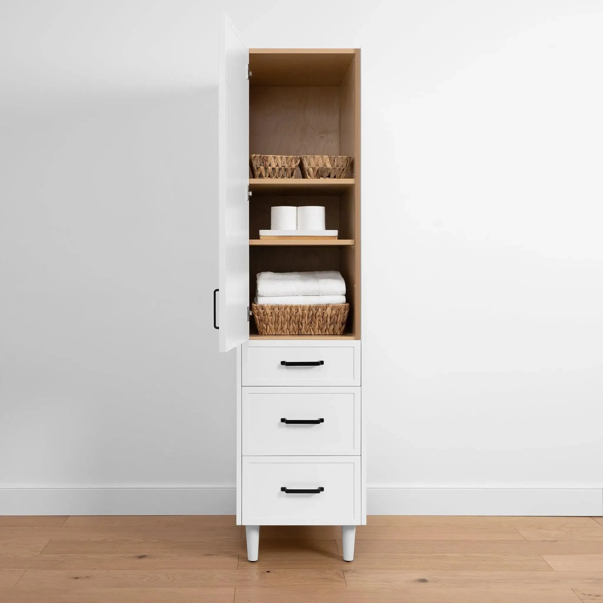 Cape Breton Satin White Linen Cabinet