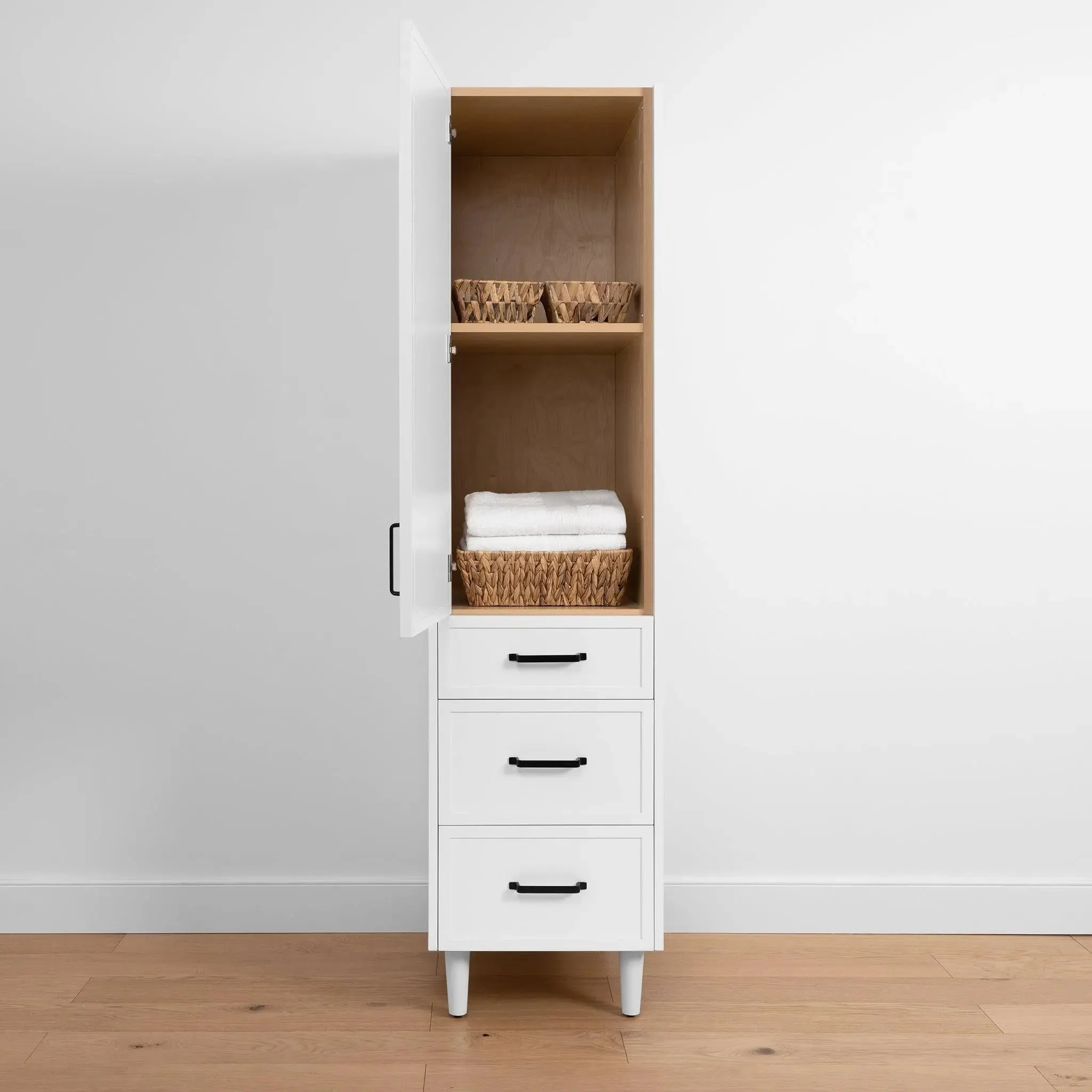 Cape Breton Satin White Linen Cabinet