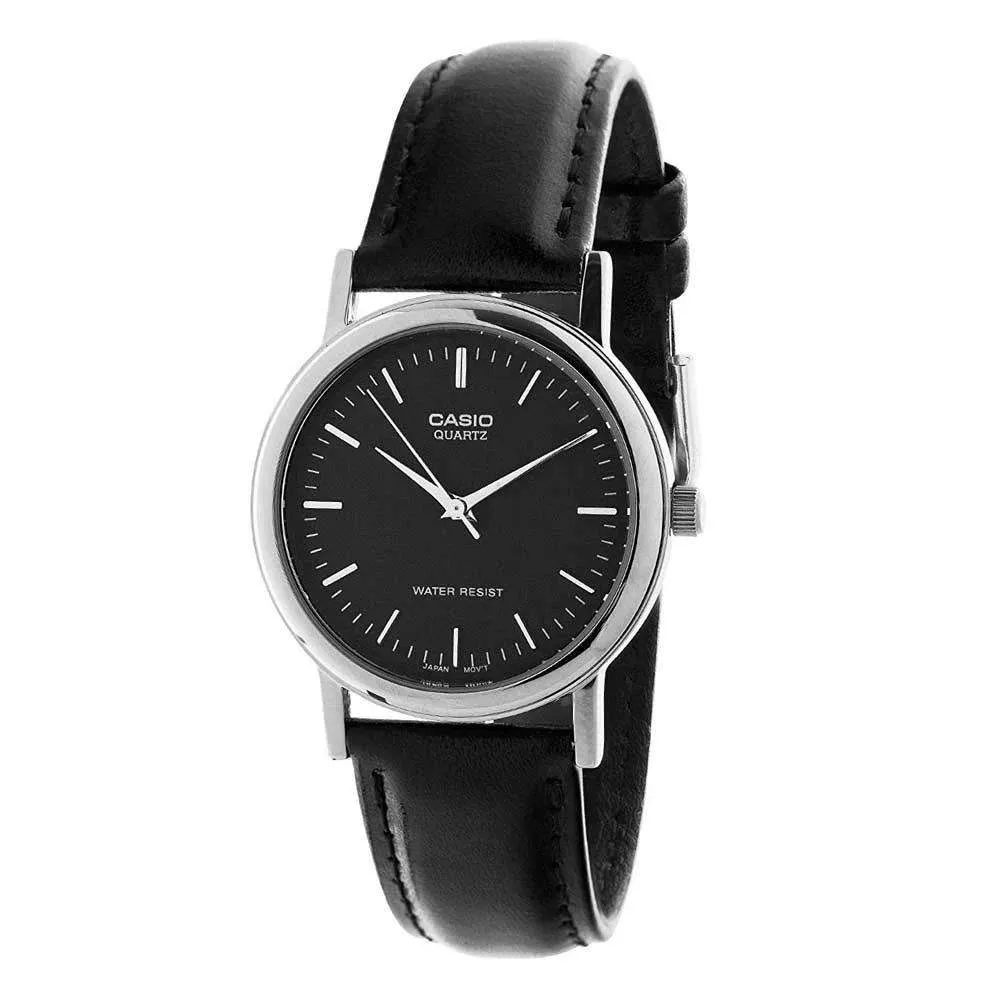 Casio MTP-1095E-1ADF Black Leather Strap Watch for Men