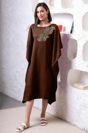 Coffee Rayon Long-Kaftan - Herbage