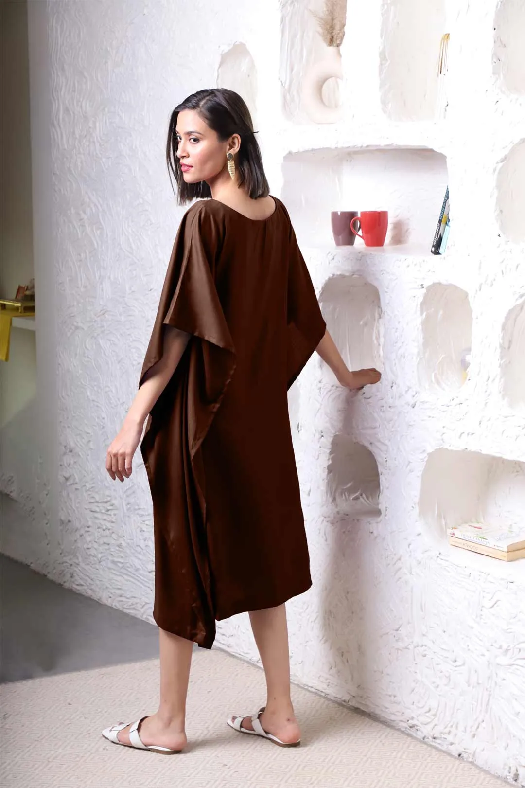 Coffee Rayon Long-Kaftan - Herbage