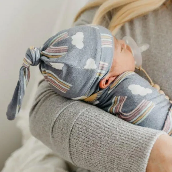 Copper Pearl Newborn Top Knot Hat - Hope