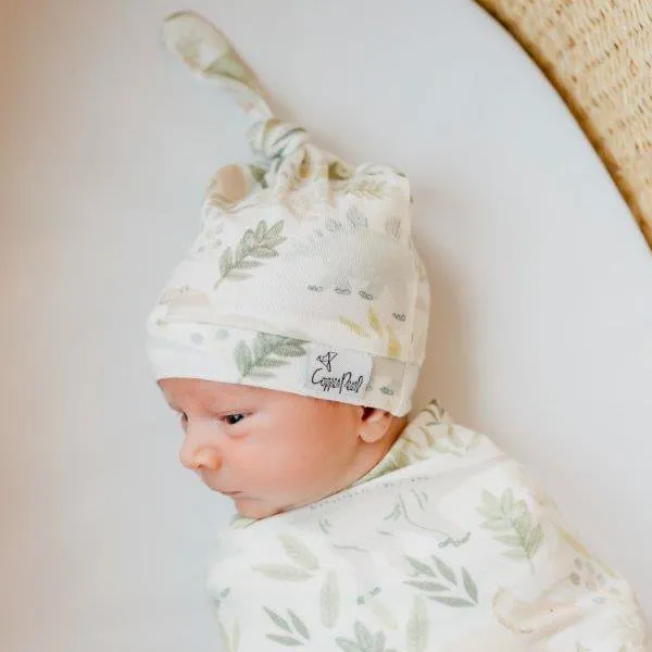 Copper Pearl Newborn Top Knot Hat - Rex