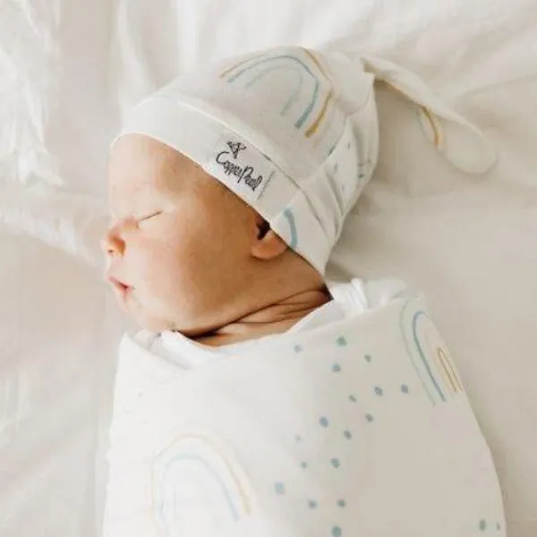 Copper Pearl Newborn Top Knot Hat - Skye