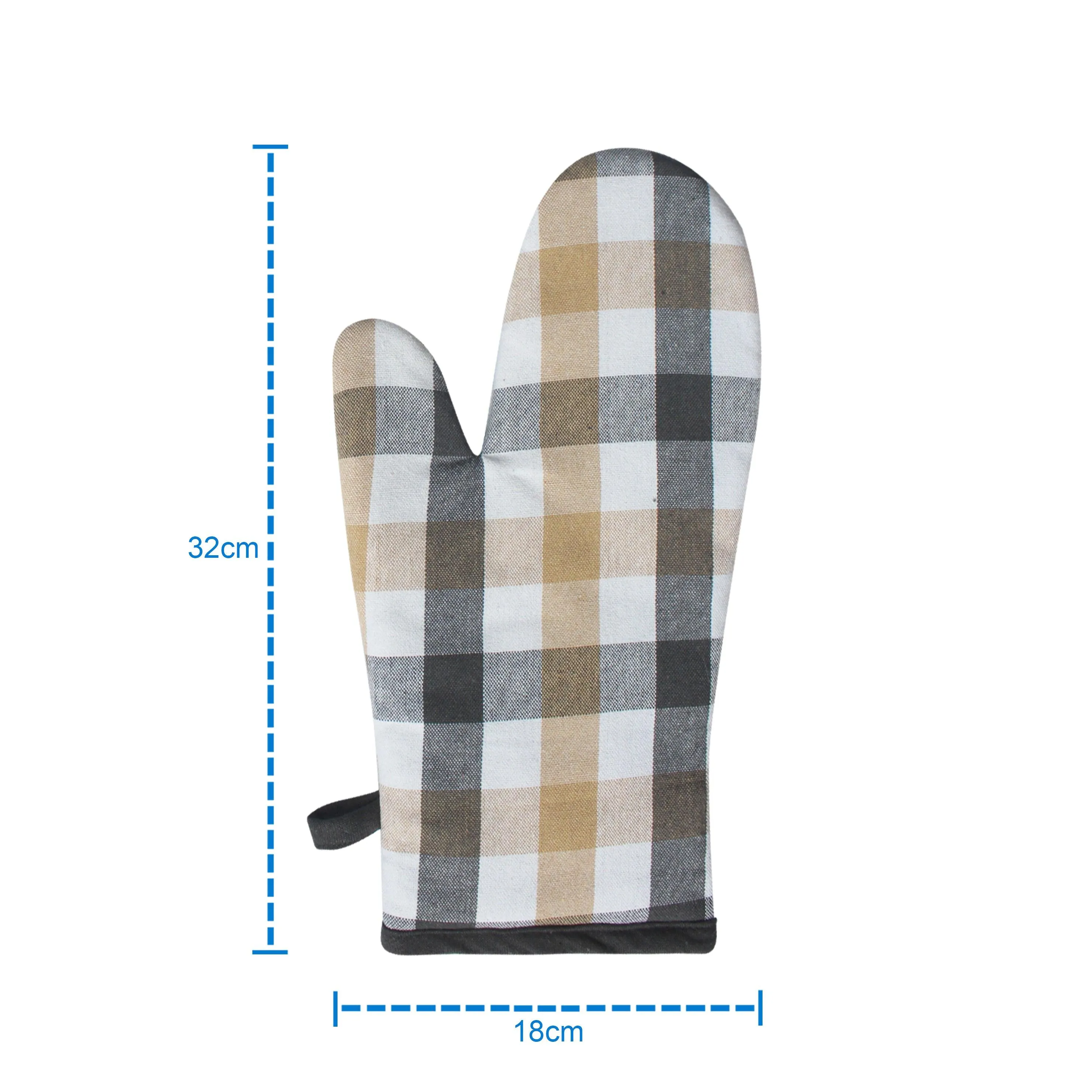 Cotton Lanfranki Grey Check Oven Gloves Pack Of 2