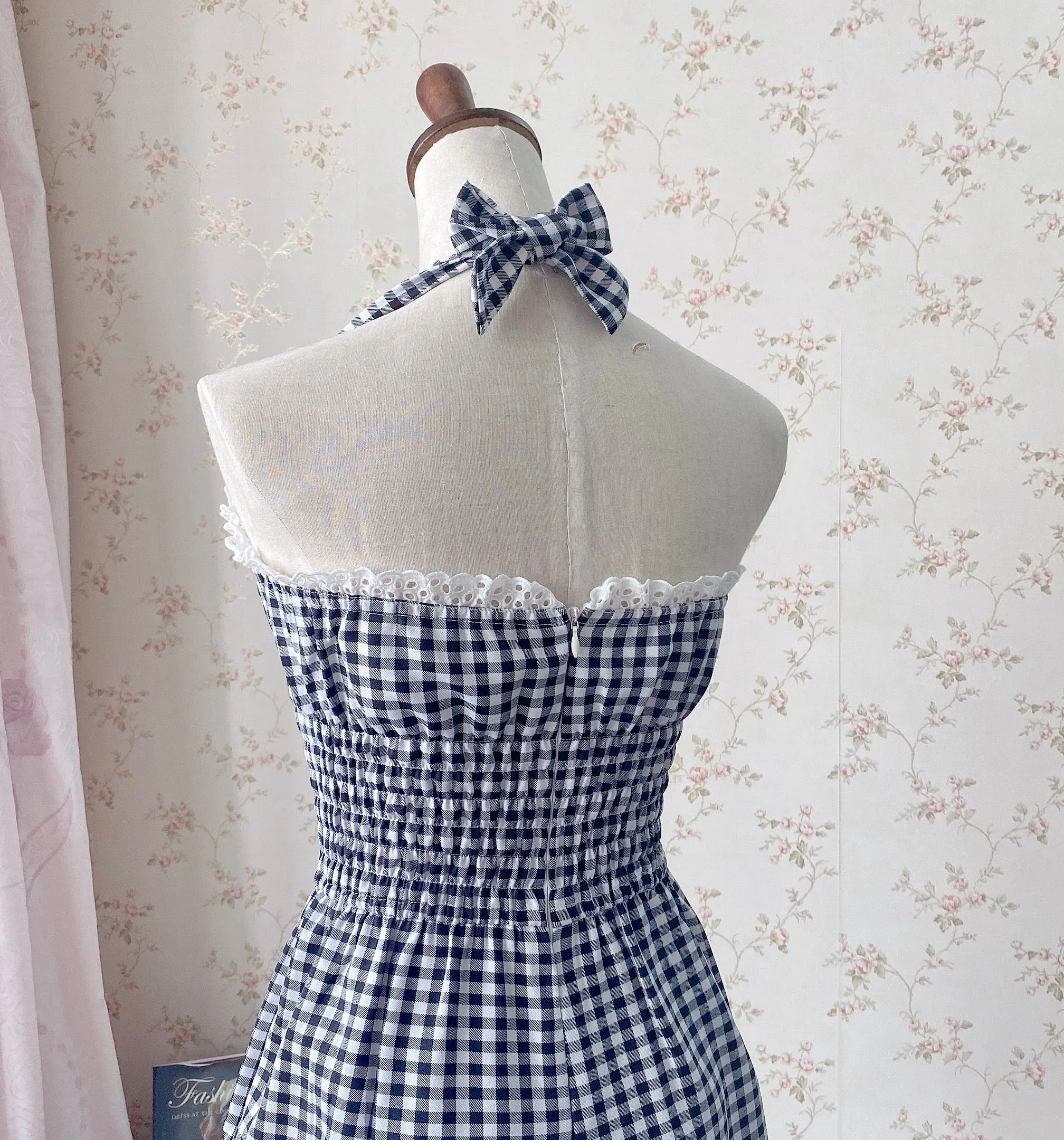 [Customized All Sizes] Sweet Sailor Gingham Babydoll Jumpsuit / dress