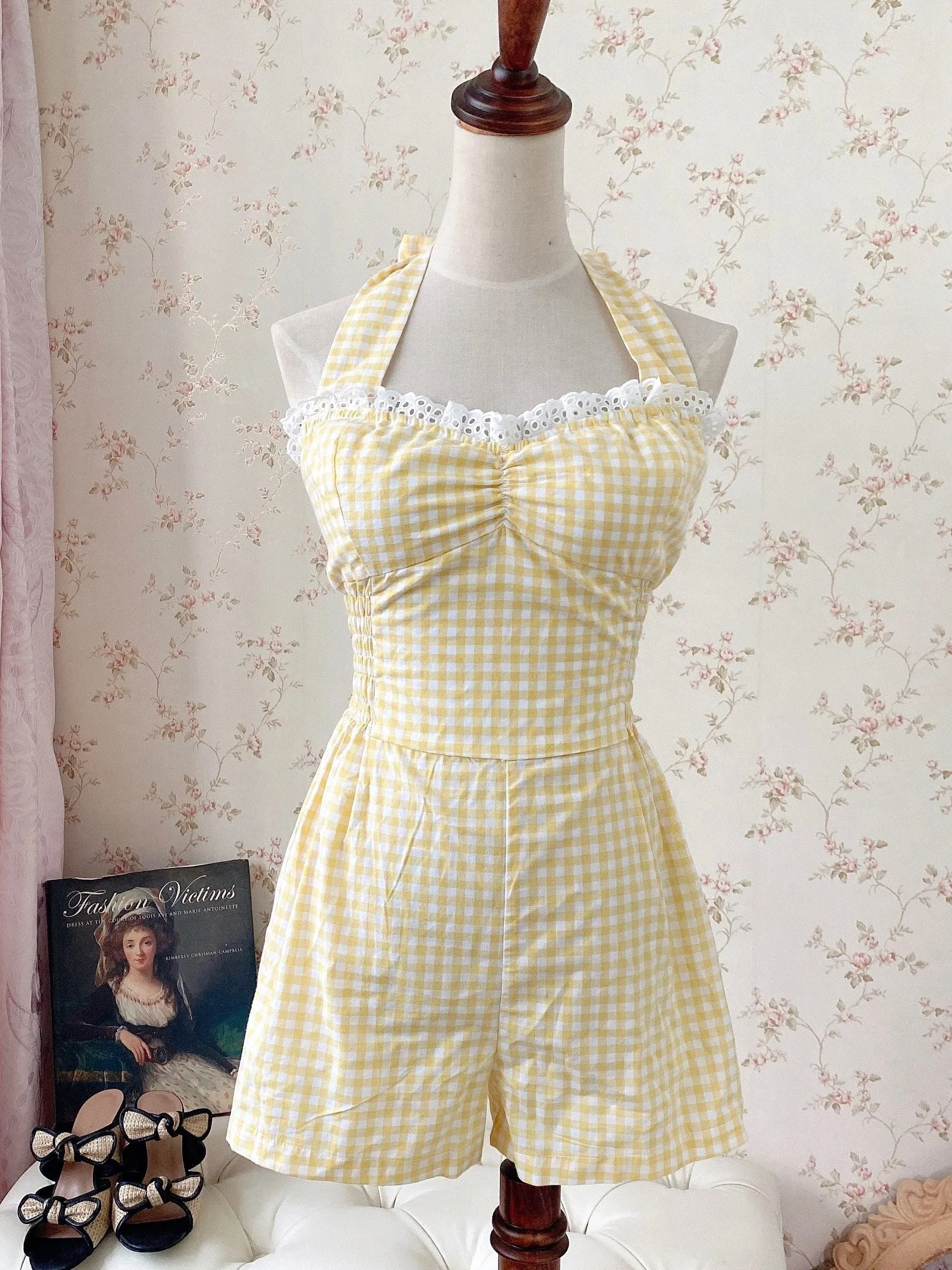 [Customized All Sizes] Sweet Sailor Gingham Babydoll Jumpsuit / dress