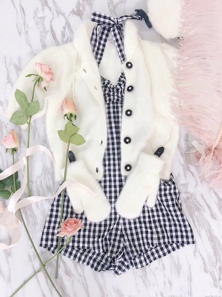 [Customized All Sizes] Sweet Sailor Gingham Babydoll Jumpsuit / dress