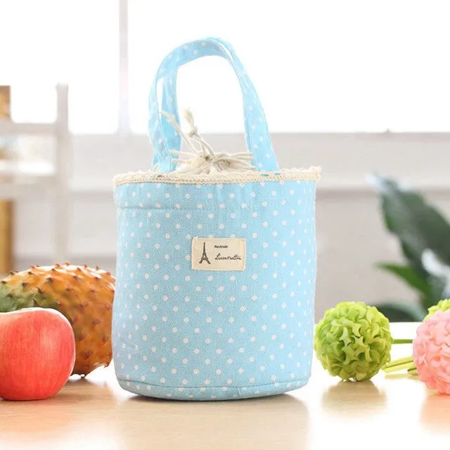 Cute lunch Bag Portable Insulated Cooler Bags Dot Eiffel Tower Thermal Food Picnic Lunch Bags Women kids Men Lunch Box Bag Tote