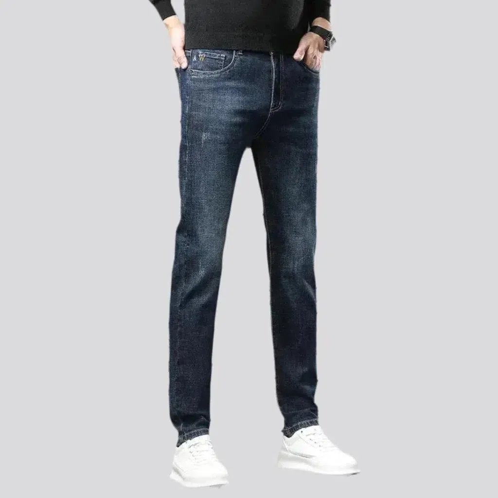 Dark men's fleece jeans