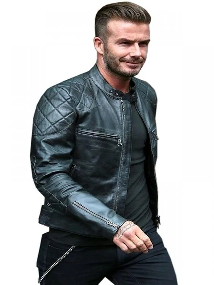 David Beckham Black Leather Jacket