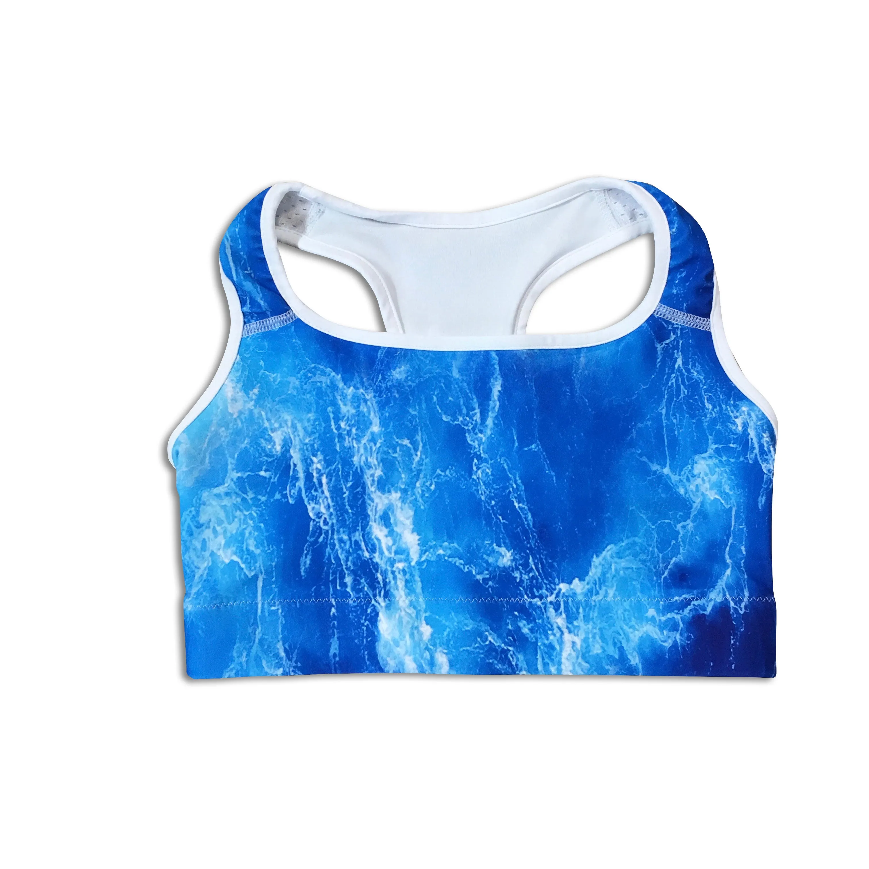 Deep Blue Ocean Yoga Sports Bra by Cape Cali