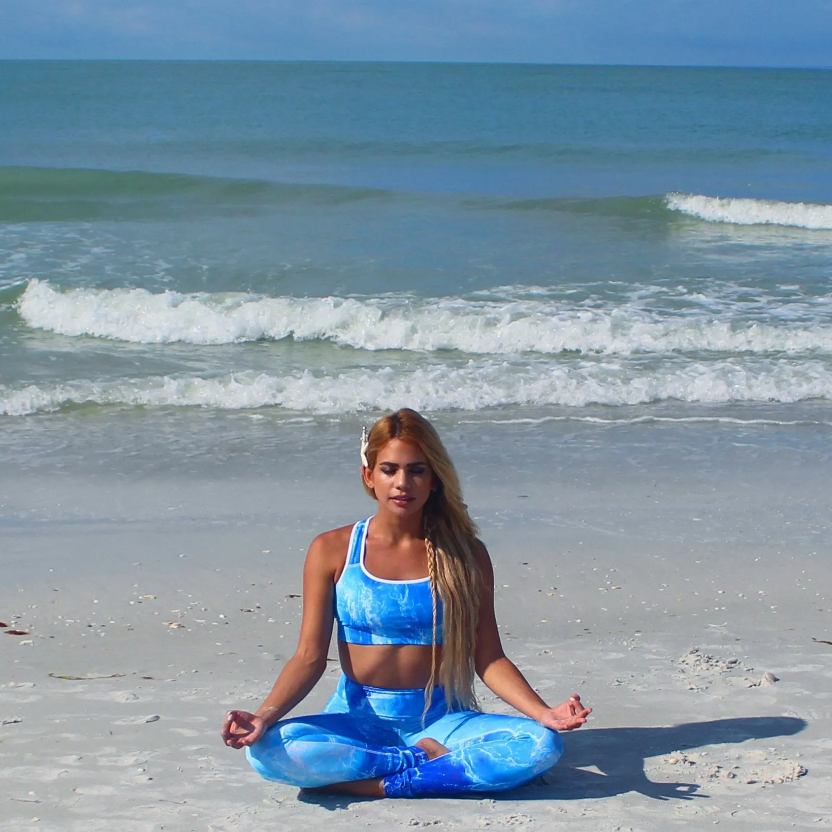 Deep Blue Ocean Yoga Sports Bra by Cape Cali