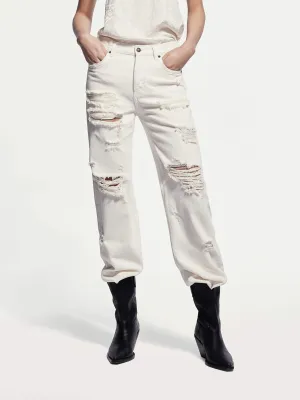 Destroyed Straight Leg Jeans