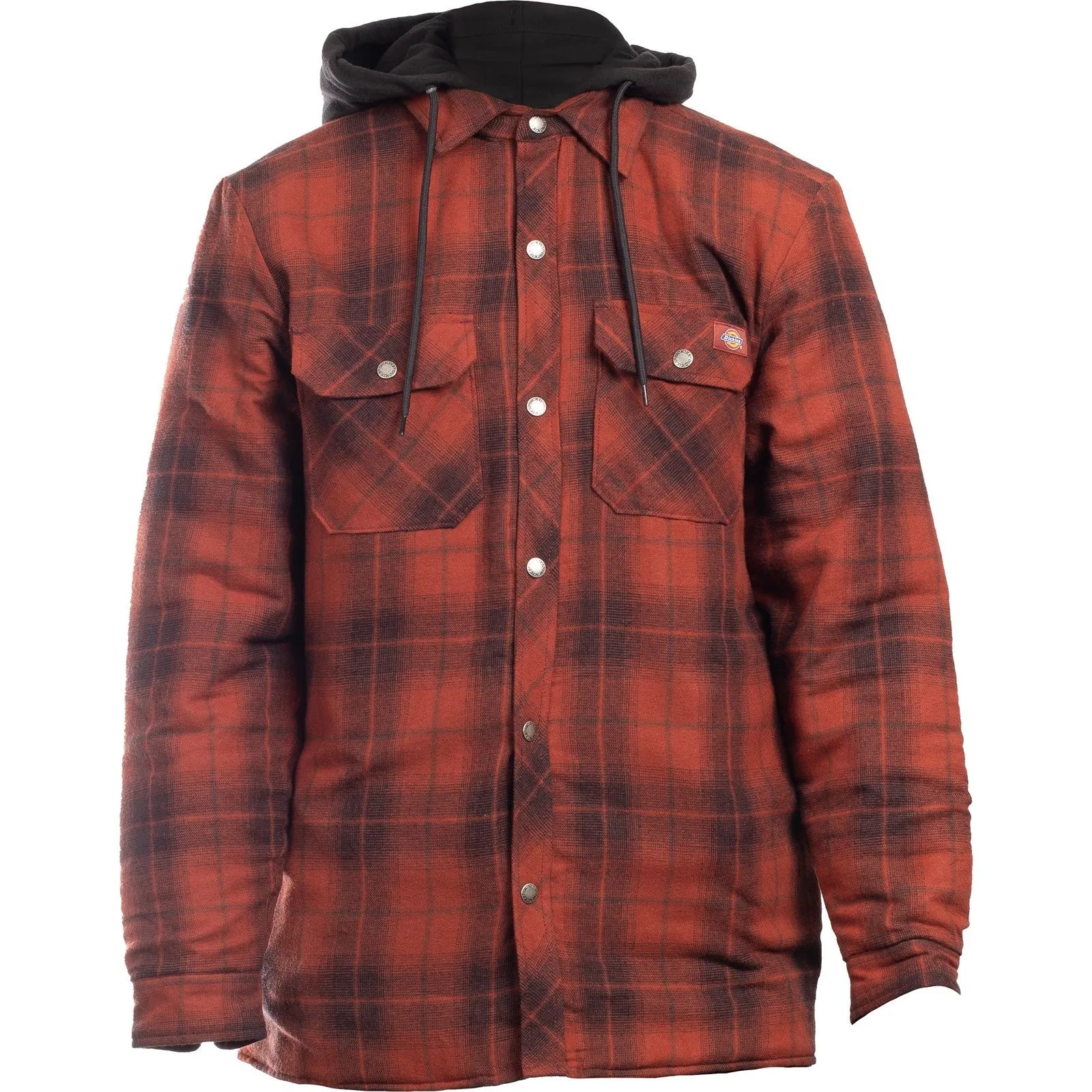 Dickies Fleece Hood Flannel Shirt Jacket  Brick