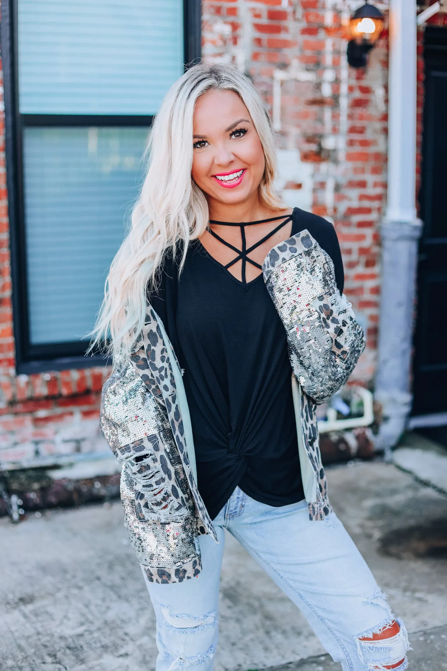 Distressed Chic Denim Jacket