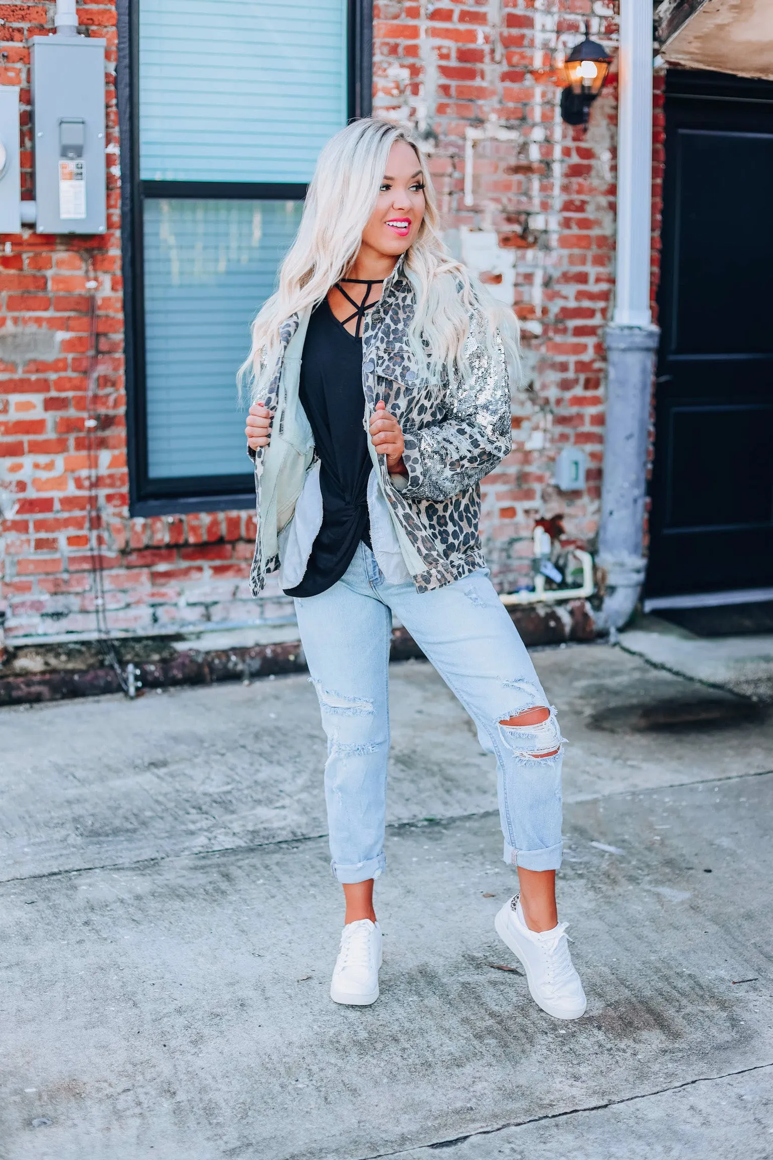 Distressed Chic Denim Jacket